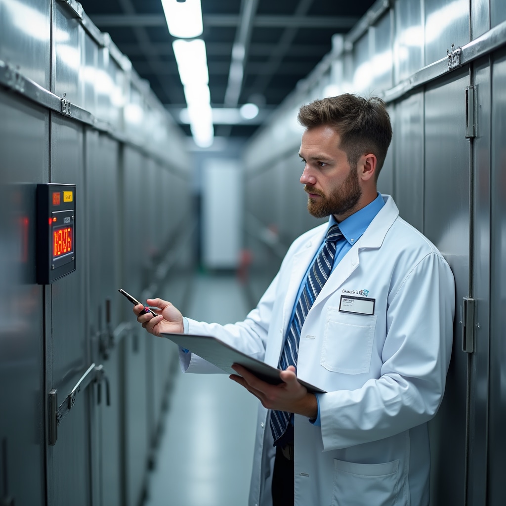 Inspector conducting food safety verification